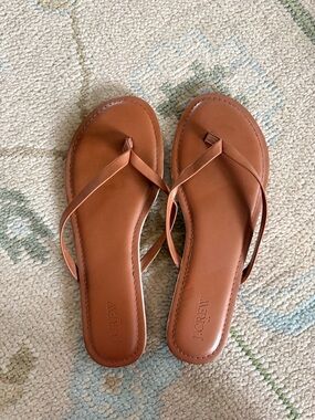 J.Crew Women's Tan Leather Easy Summer Flip Flop Sandels